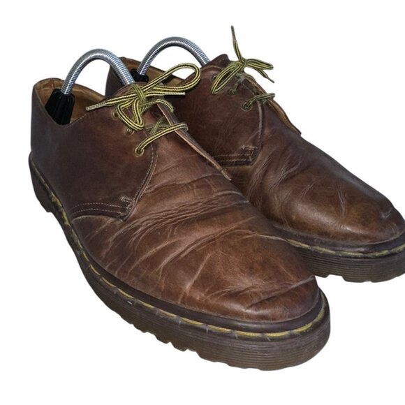 Vintage Dr Martens Mens 1461 3 Eye Leather Oxfords Sz 41 Or 8 Brown Distressed main image 7